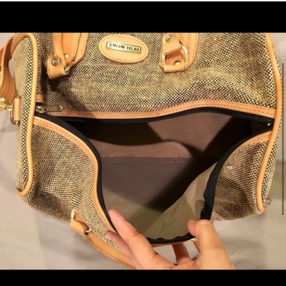 Vintage Tweed Saks FIFTH AVENUE Travel Luggage Shoulder - Picture 4 of 12